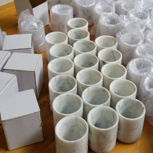 dia 8x10cm Italy Carrara white marble candle holder marble jar