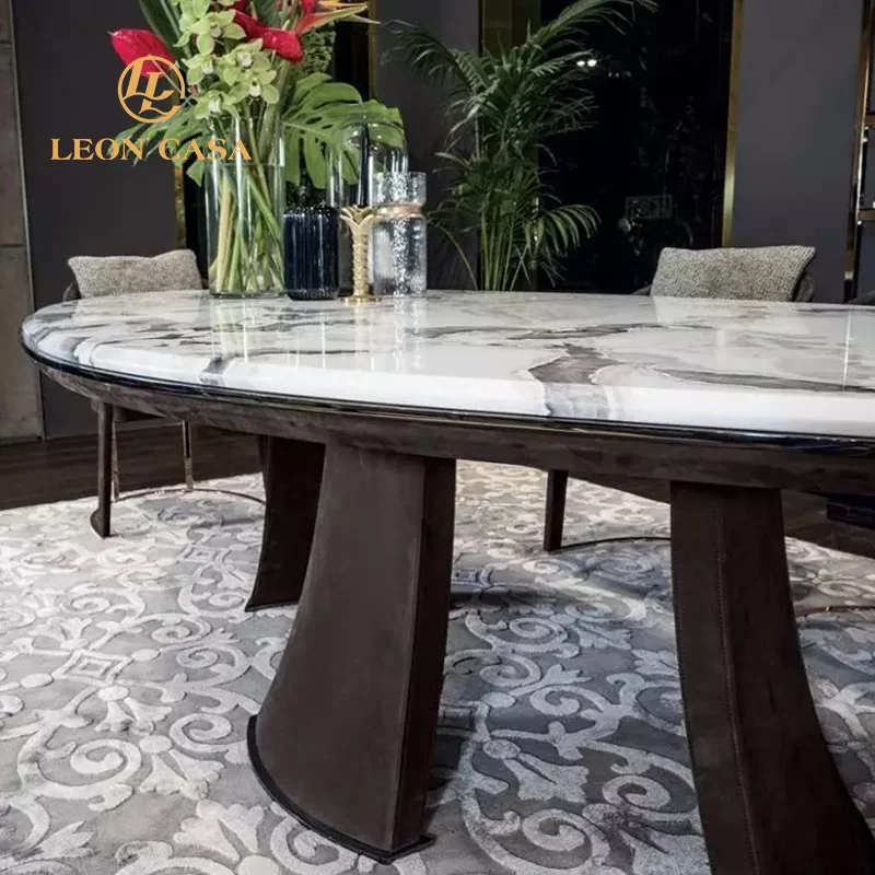 New Luxury Design Durable Oval Marble Set 4 Seater Table Set Dining Room Furniture Oval Dining Table