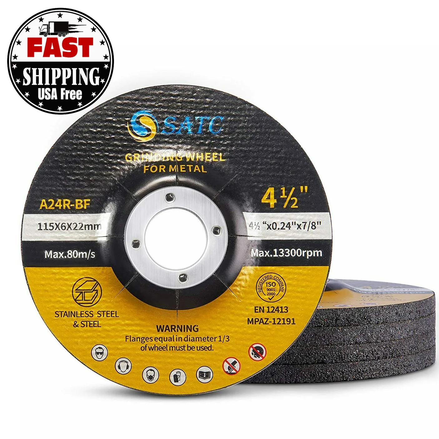 100pcs 4.5'x 0.24'x7/8' Aluminum Oxide Abrasive Disc Wheel for Sanders