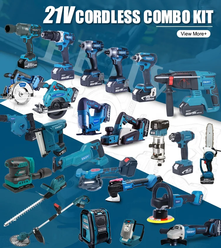 EKIIV 21V Rechargeable Cordless Impact Drill Set Multifunctional Battery Electric Hand Drill Home Power Screwdriver Tool Kits