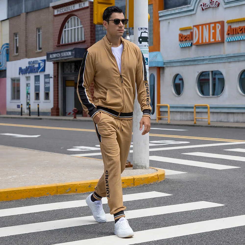 Custom Brand Logo Training Sportswear Comfortable All-match Autumn Zipper Cardigan Men Suit