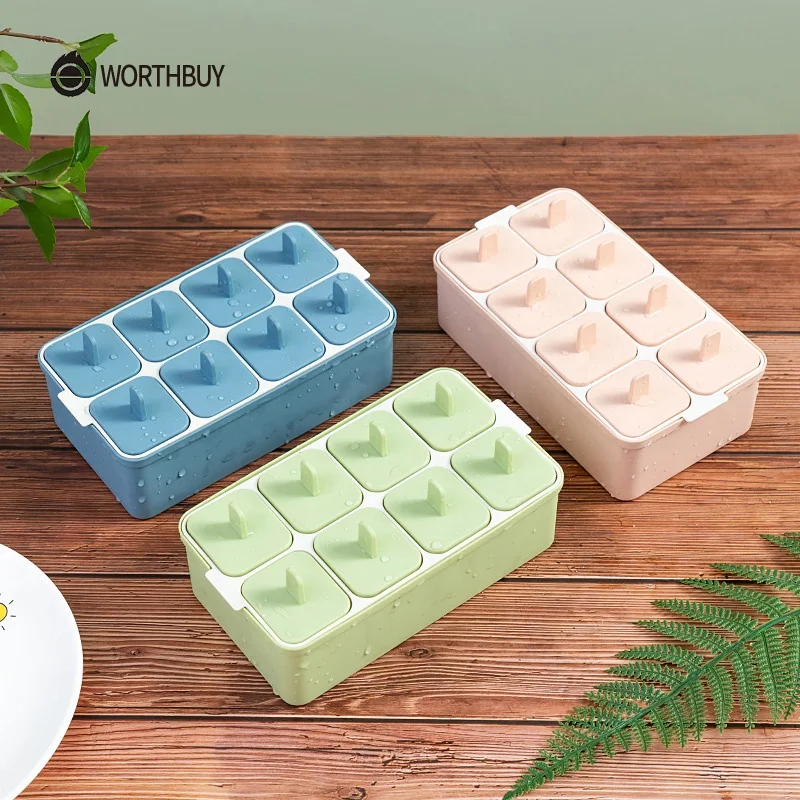 WORTHBUY Ice Cream DIY Pop Mould Easy Release Ice Cube Jelly Maker Plastic Popsicle Mold Kitchen Accessories