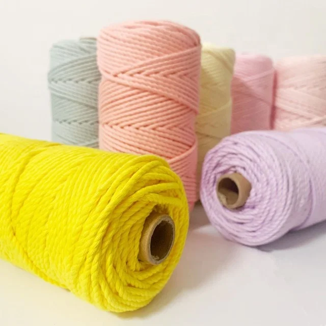 Wholesale Factory Diy Decoration Cord 2mm 3mm 4mm  Braided Twisted Macrame Cheap Rope Cotton Cord