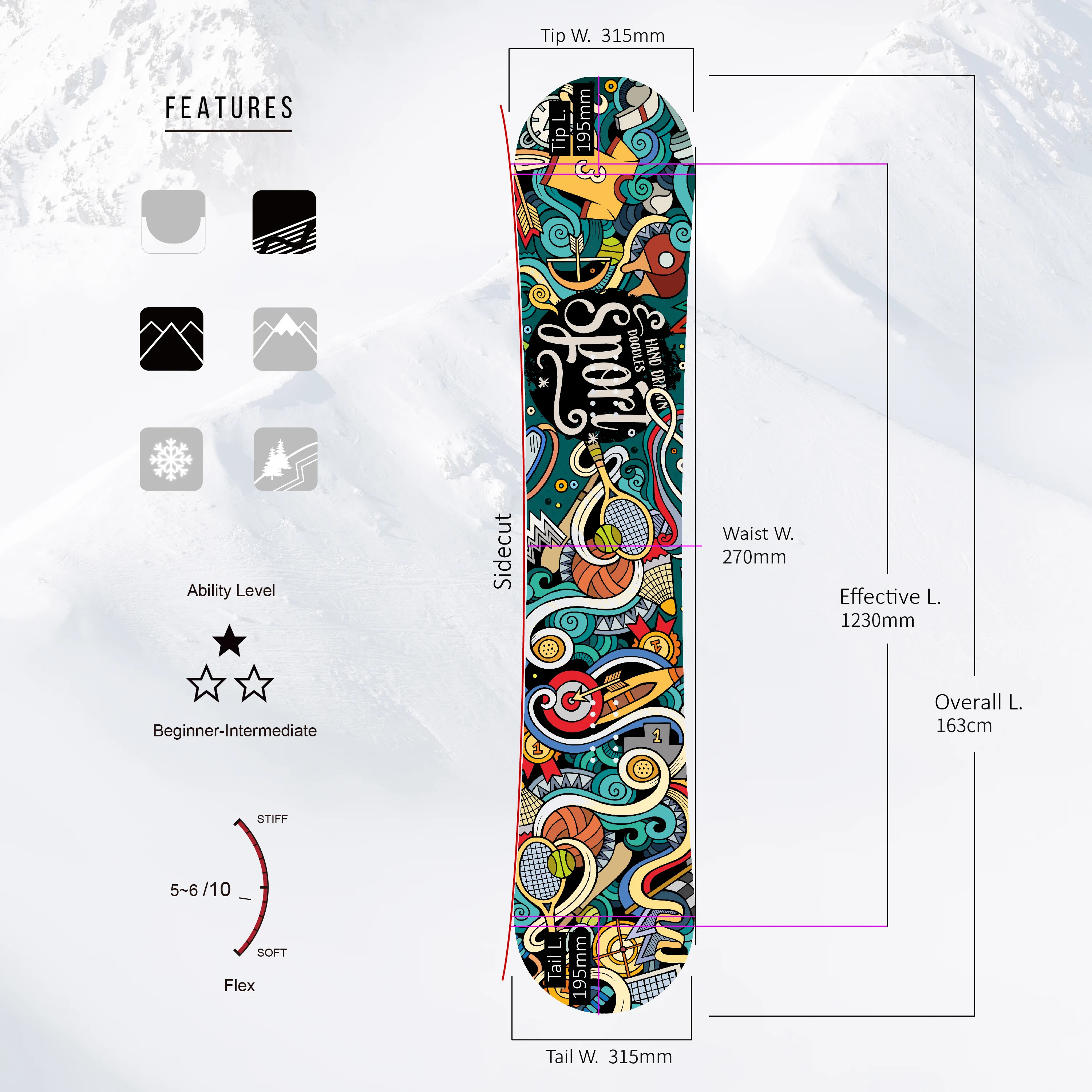 Мужской 163 см сноуборд направленный All Mountain Freeride сноуборд