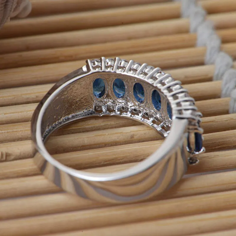 
Top sellers 2020 for amazon blue pink sapphire mens zircon retro vintage luxury copper plated with white gold ring 