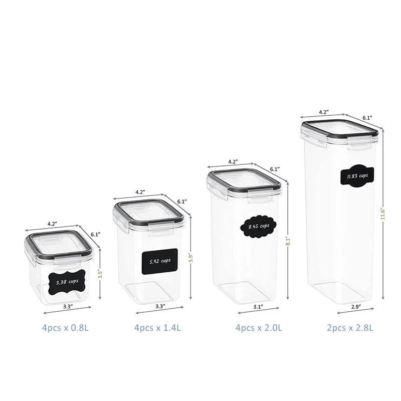 Pantry Organizers 24 Pack Large Airtight Plastic Cereal Container Box Food Storage Containers Sets For Sugar,Flour,Dry Food