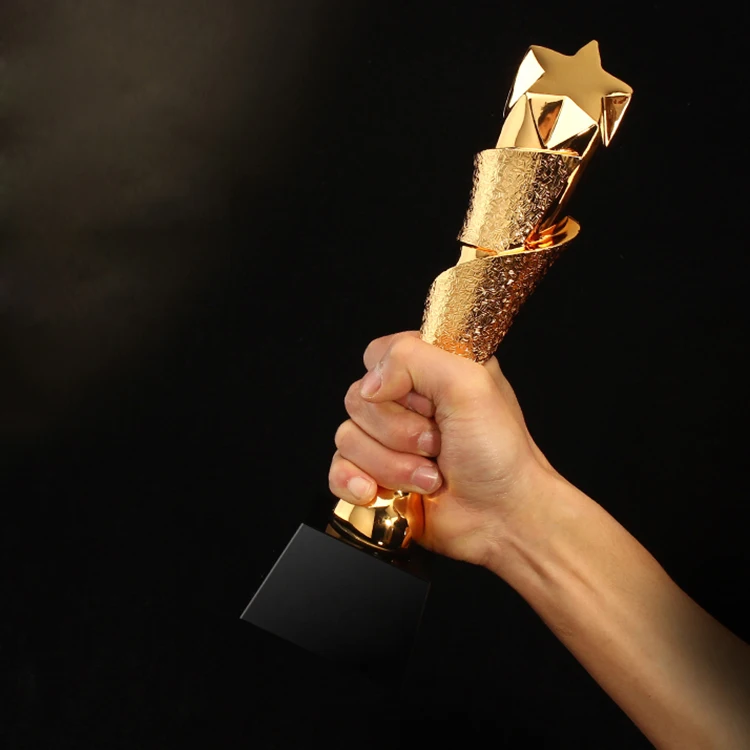 Gold Rising Star Crystal Trophy Resin Award