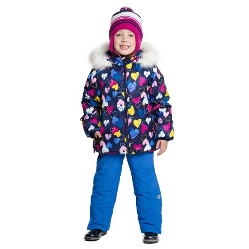 
Pretty design children snow suit winter kids outdoor wear printing snow moutain suit for girl ski jacket and pant sets 
