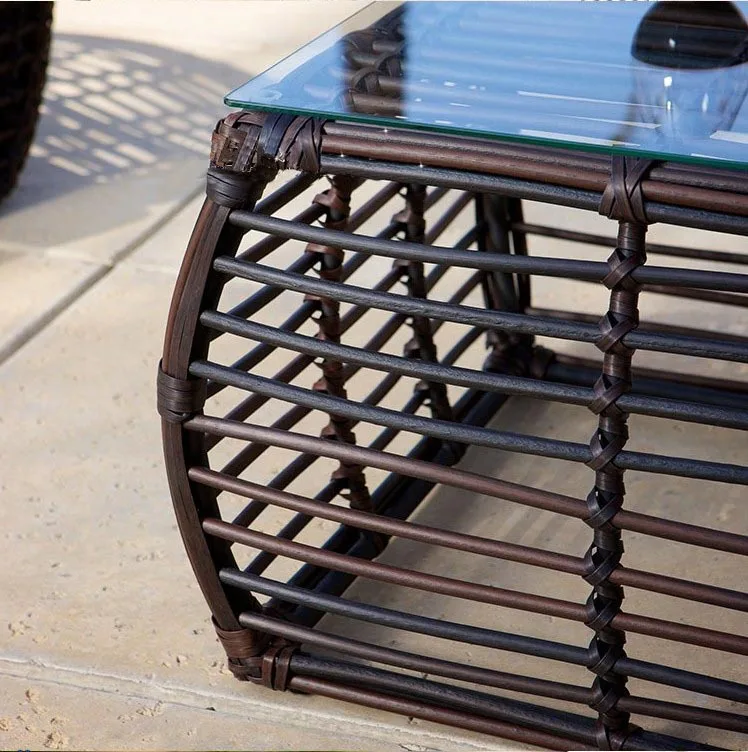 Outdoor modern rattan sofa coffee table combination villa outdoor garden rattan chair waterproof rattan furniture