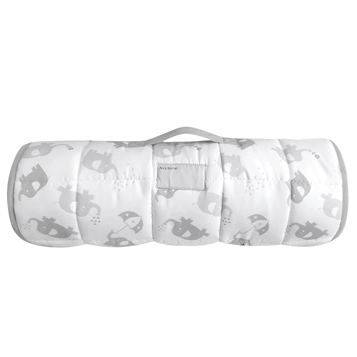 Toddler Nap Mat Gray/Stars With Removable Pillow and Fleece Minky Blanket,Lightweight Nap Mat for Girls, Travel Nap Mat for Boys