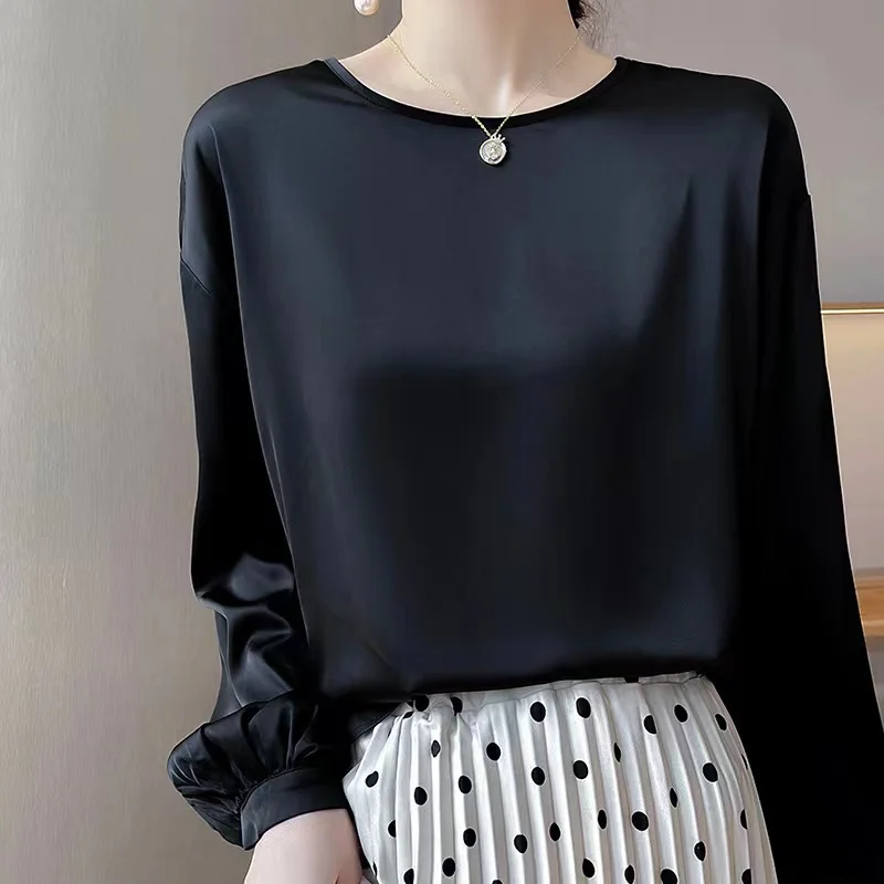 Hot selling spring and summer ladies high quality luxury real silk top silk shirt women