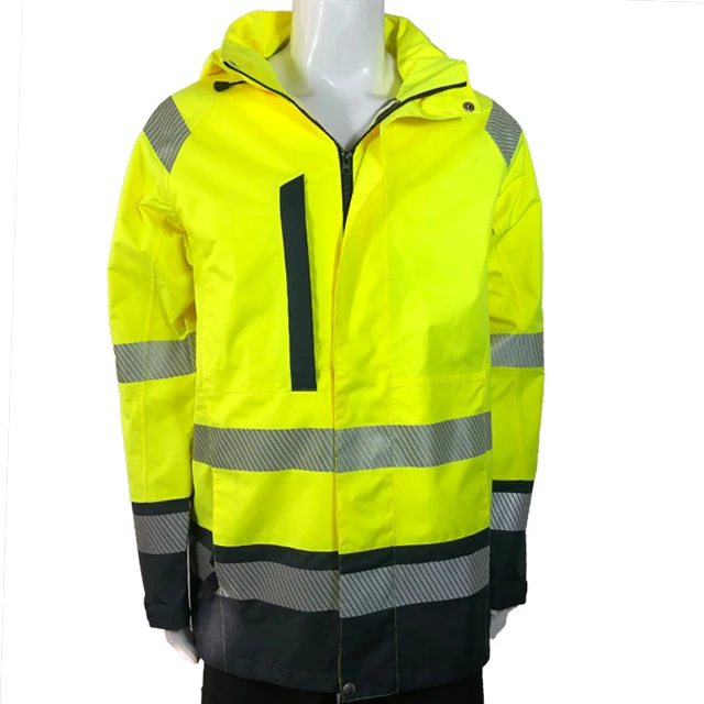 100% Polyester High Visibility reflective safety rain jacket/clothing