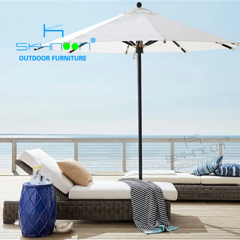 Latest designed Luxury modern design beach sun lounger All weather rattan sunbed Leisure Style wicker chaise lounge(13044T)