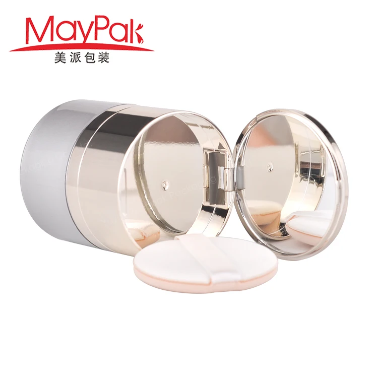 new desihgn custom  40g Reusable rose gold lid plastic  PETG cream jar  cosmetic Container with  powder puff