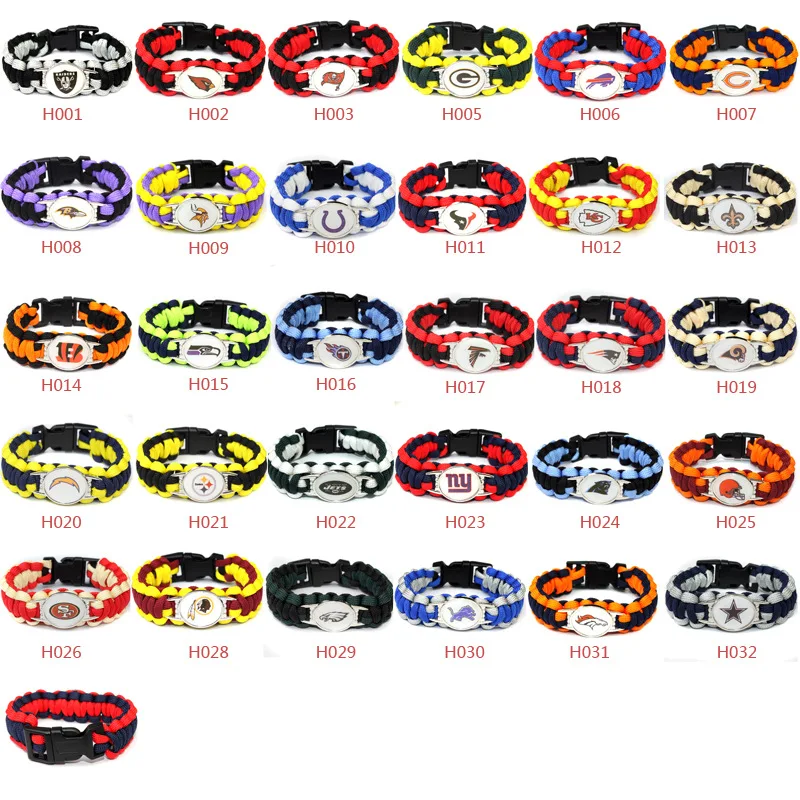 American Football NFL Team Logo Paracord Survival Bracelet for American sports souvenir