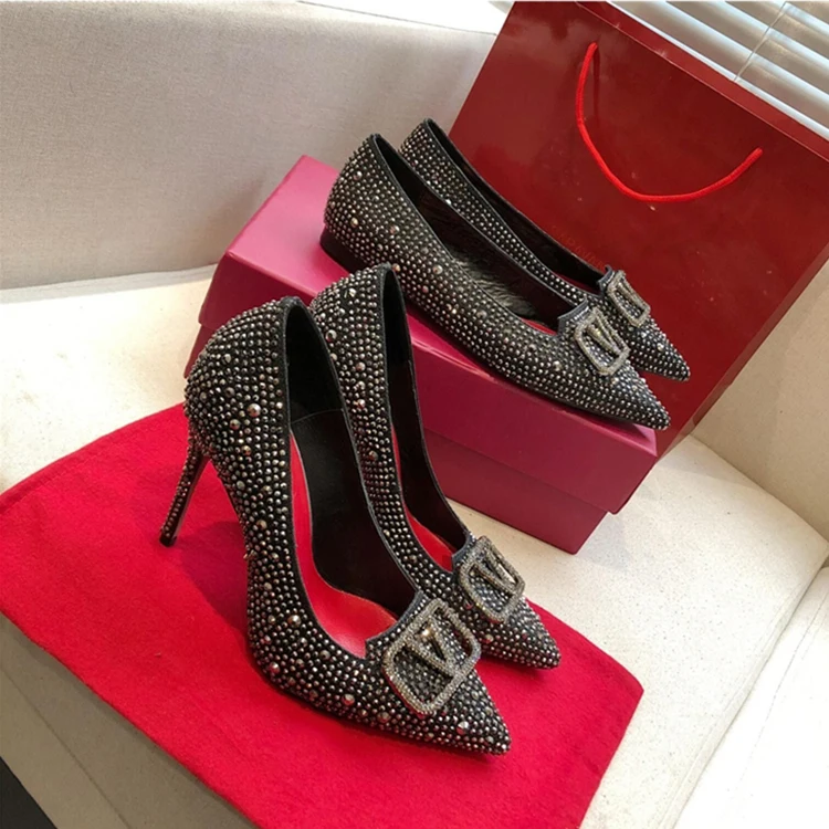 shiny Custom Genuine Leather Sexy Women High Heels Hot Sale Fashion Dress Shoes Bridal Shoes Casual Slippers