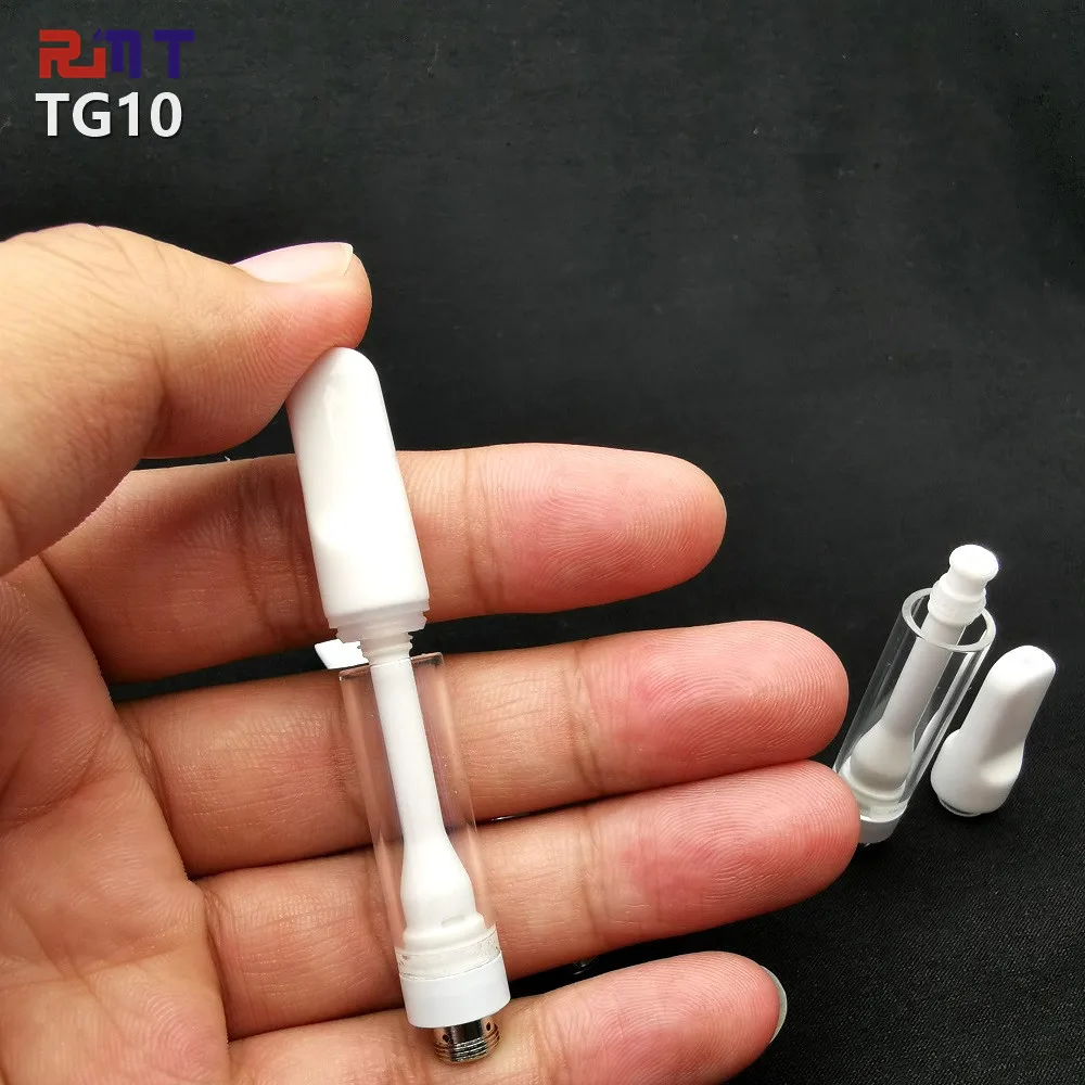 
Factory direct sales glass Tank 1ml capacity Vape Pen Cartridge Ceramic coil slim cbd cartridge 510 Thread TG10 Ceramic Carts 