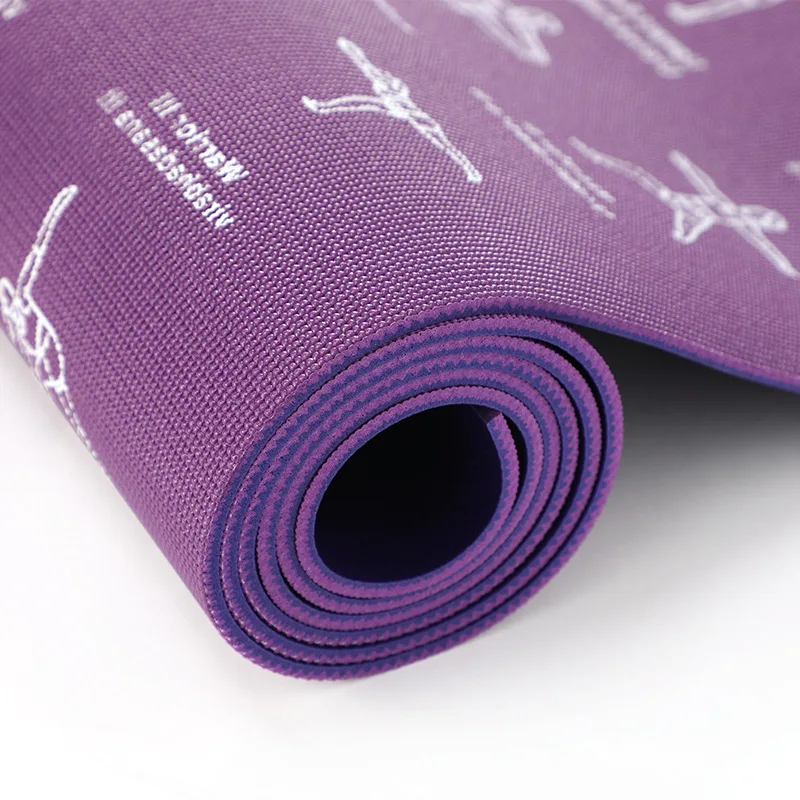 Wholesale Instructional Yoga Mat with Poses Printed Eco friendly PVC sports mat home gym cork PVC Yoga Mats
