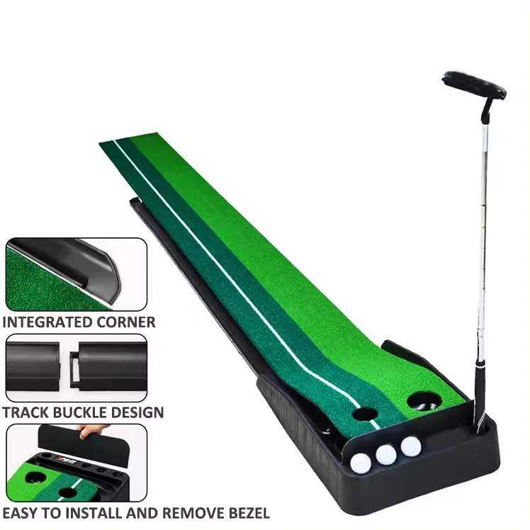 Attractive PriceCustom Indoor Golf Putting Green Portable Mat with Auto Ball Return Function Mini Golf Practice Training Aid