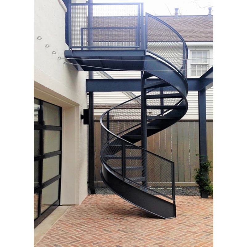Outdoor staircase metal stairs galvanizing steel powder coat exterior straight stairs Villa simple design Spiral Steel Staircase
