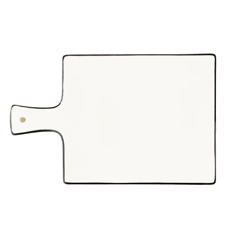 Factory supplier porcelain barbecue plates dinnerware white and blue plates pizza BBQ tableware