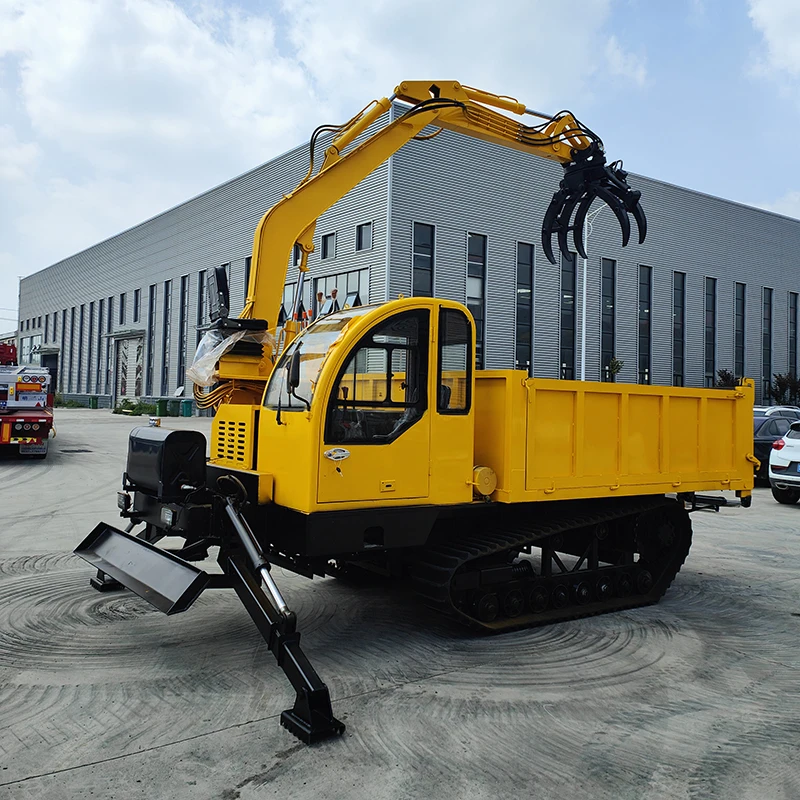 Chinese supply 8T Crawler dumper digging bucket 700mm depth 8000kg Dump truck mounted excavator with wood chipper