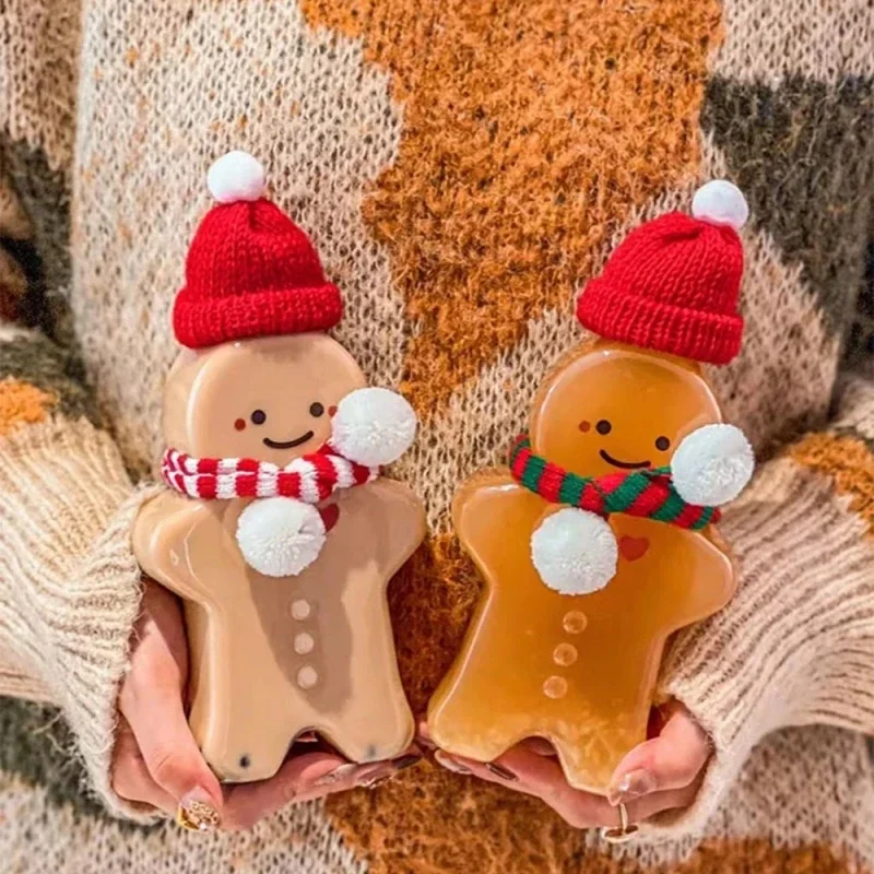 500ML Christmas Water Bottles Gingerbread Man  Candy Jars Drink Bottle Plastic Kettle Gift Wrapping Kettles Kids Gifts