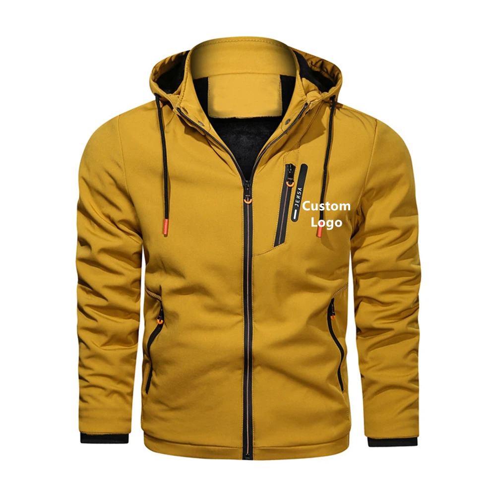 Hot Sell Men Solid Color Outdoor Detachable Hooded Jacket For Mens Custom Logo Sports Casual Pullover Cardigan Zipper Sweatshirt