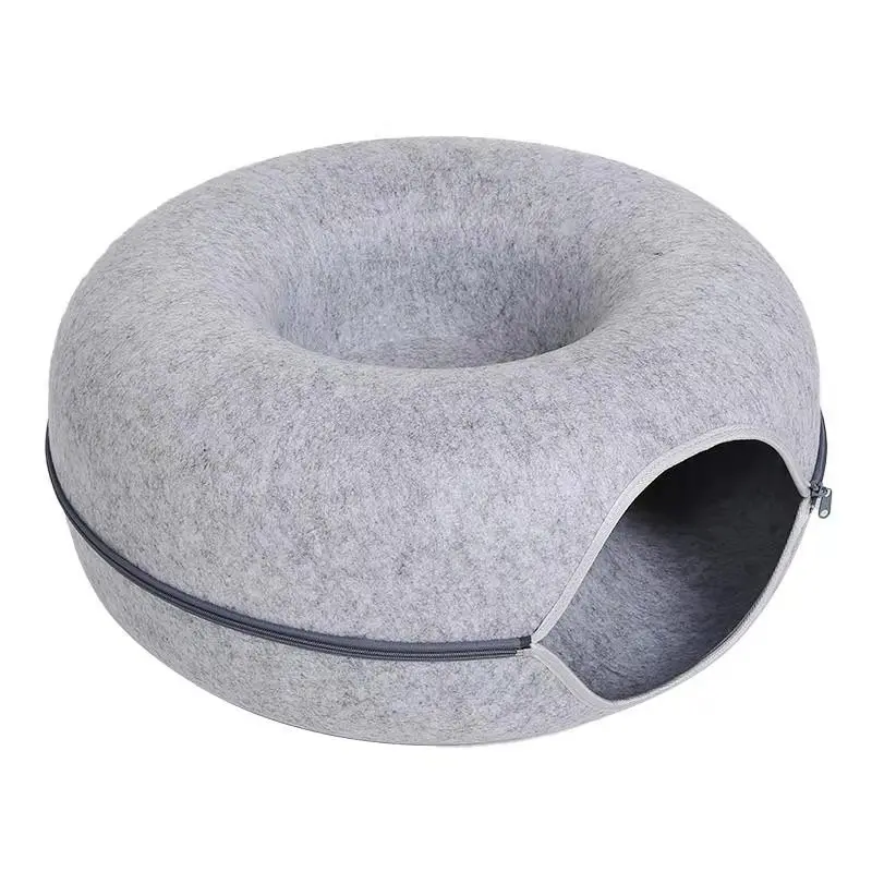 Cat Hole Tunnel Nest Bed Detachable Felt material washable Funny Cat Donuts Tube Toy Double-layer composite structure cat bed