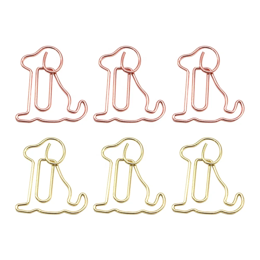 Factory Wholesale Cute Dog Animal Shaped Metal Paper Clips Office Stationery