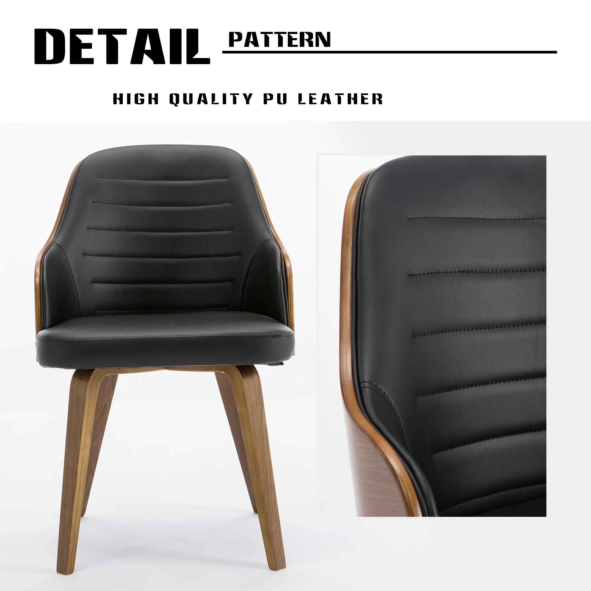High Quality PU Leather Upholstery Industrial Vintage Wood Dining Chair