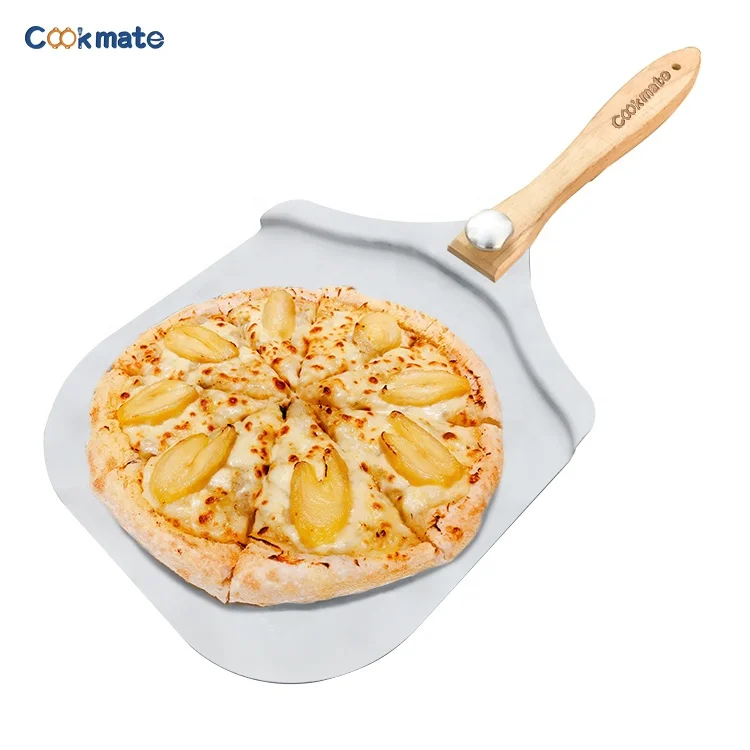 Perforated Pizza Peel Stop Edge Home favor 12 x 14 Inch Rectangular Pizza Turning Peel Aluminum Foldable Pizza Paddle