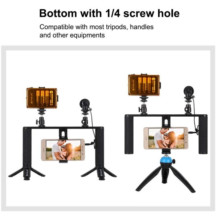 Wholesales Live Broadcast Equipment Camera Cage Led Selfie Light Cell Phone Kit Handle Stabil 4 In 1 Vlogging Live Broadcast Kit