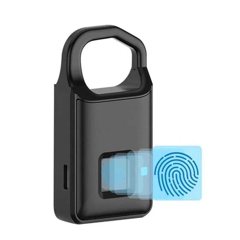 Portable Security Zinc Alloy Quick Unlock Usb Charging Fingerprint Padlock Waterproof Cabinet Smart Lock