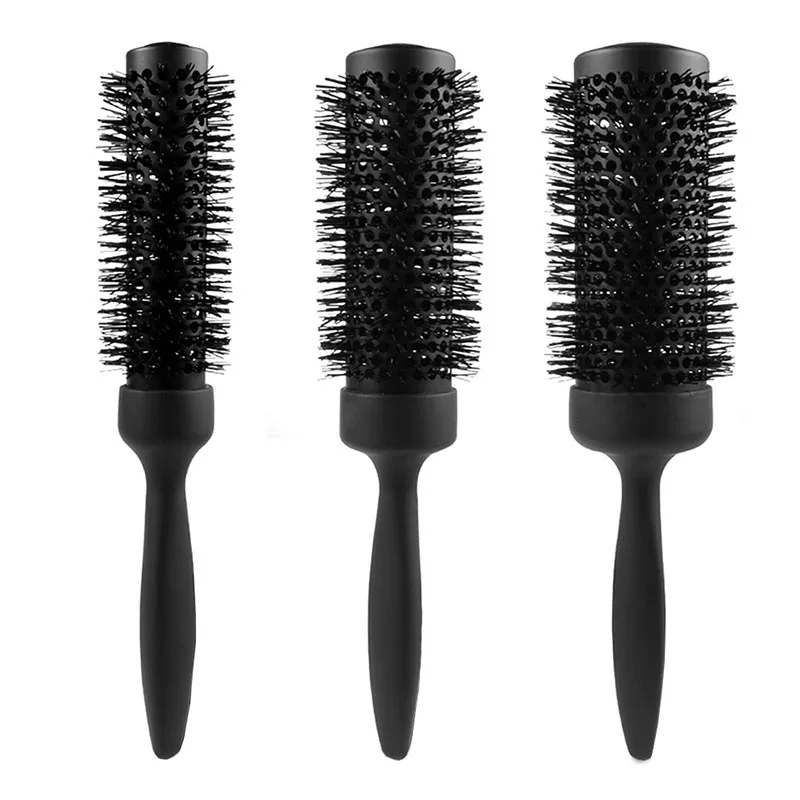 Professional Private Label 3 Sizes Round Hair Brush nylon Bristle Detangle Blow Drying Round heat control ceramic Hair Brush Set