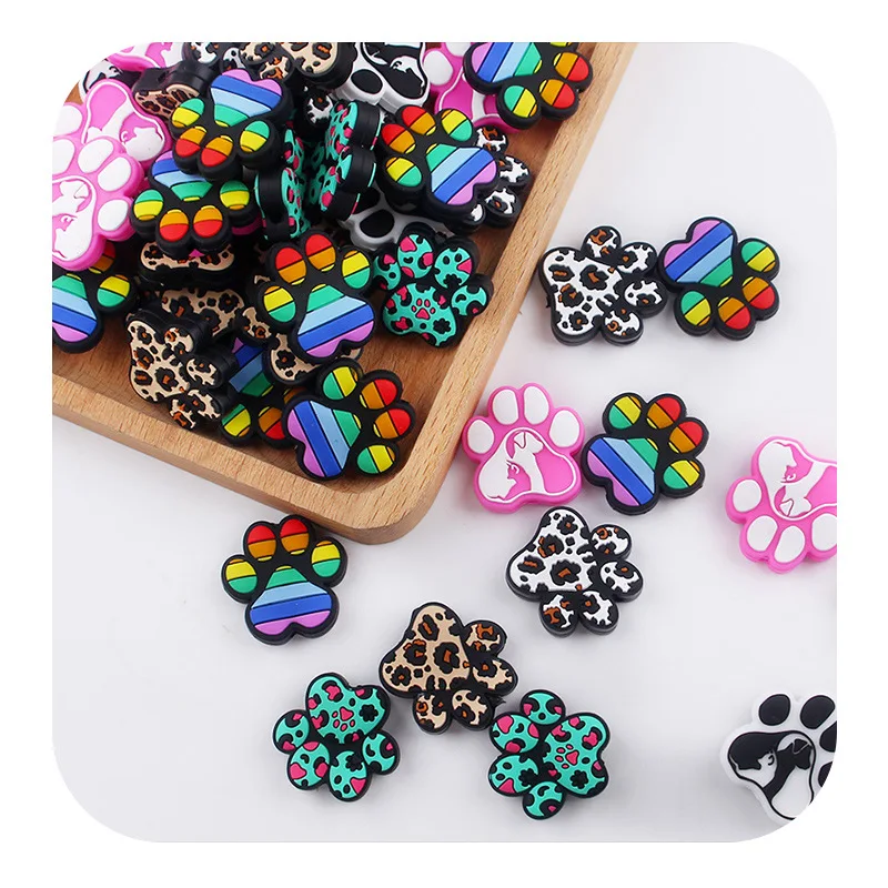 New Protect Animals Dog Claw Shaped Silicone Focal Beads for Jewelry Pen Making Baby Teether Necklace Pacifier Chain Charms