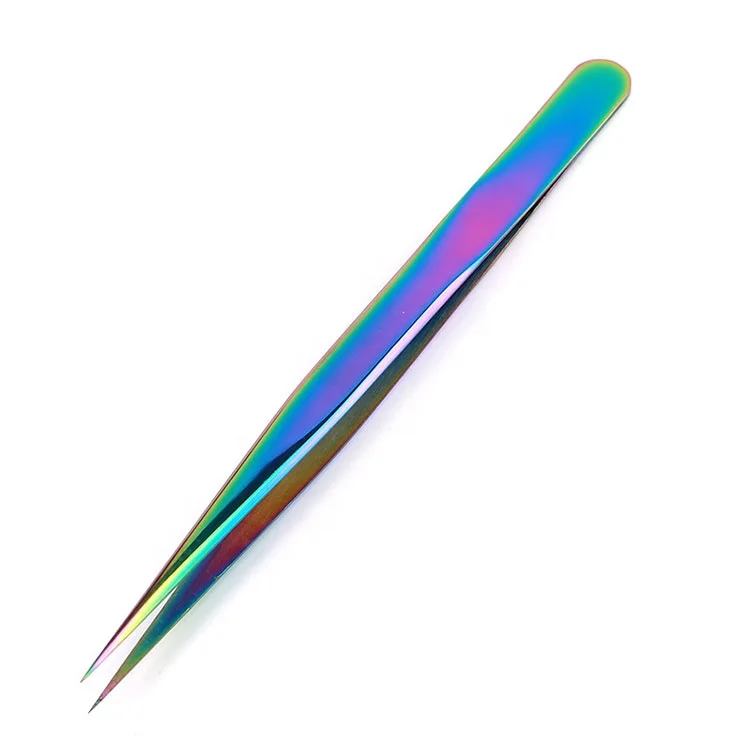 Private Label Extension Eyelash Tweezers Custom Logo Colorful Stainless Extension Volume Lash Tweezer