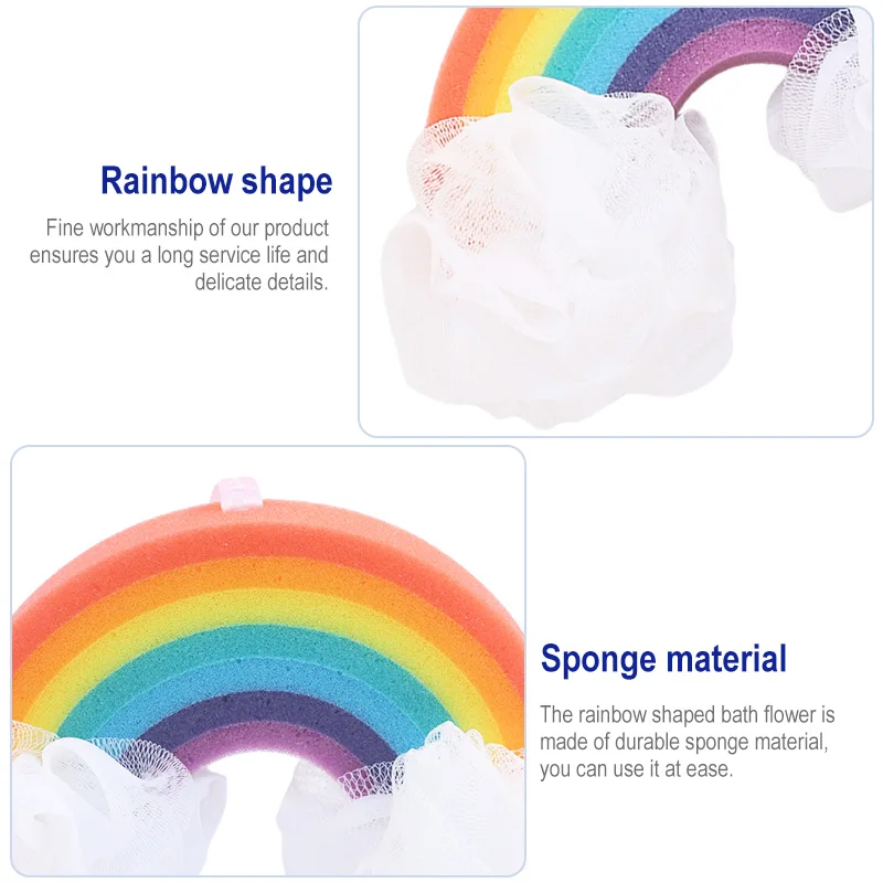 Rainbow Bath Ball Shower Loofah Sponge Cartoon Body Scrubber for Kids