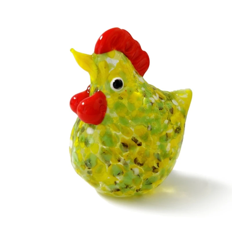 Handmade Crystal Chicken Statues Mini Glass Figurines blown Glass Farm Animals New Home Decoration Art Murano Glass Sculpture