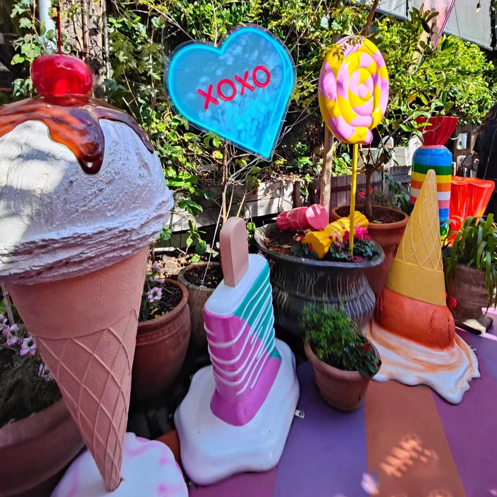 giant candy props life size fiberglass candy cane candyland statue resin party candy decoration
