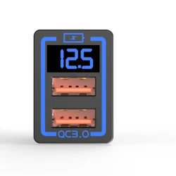 QC3.0 Dual USB Car Charger Adapter with Digital Voltage Voltmeter Display Universal Phone DVR Fast Charger for Toyota