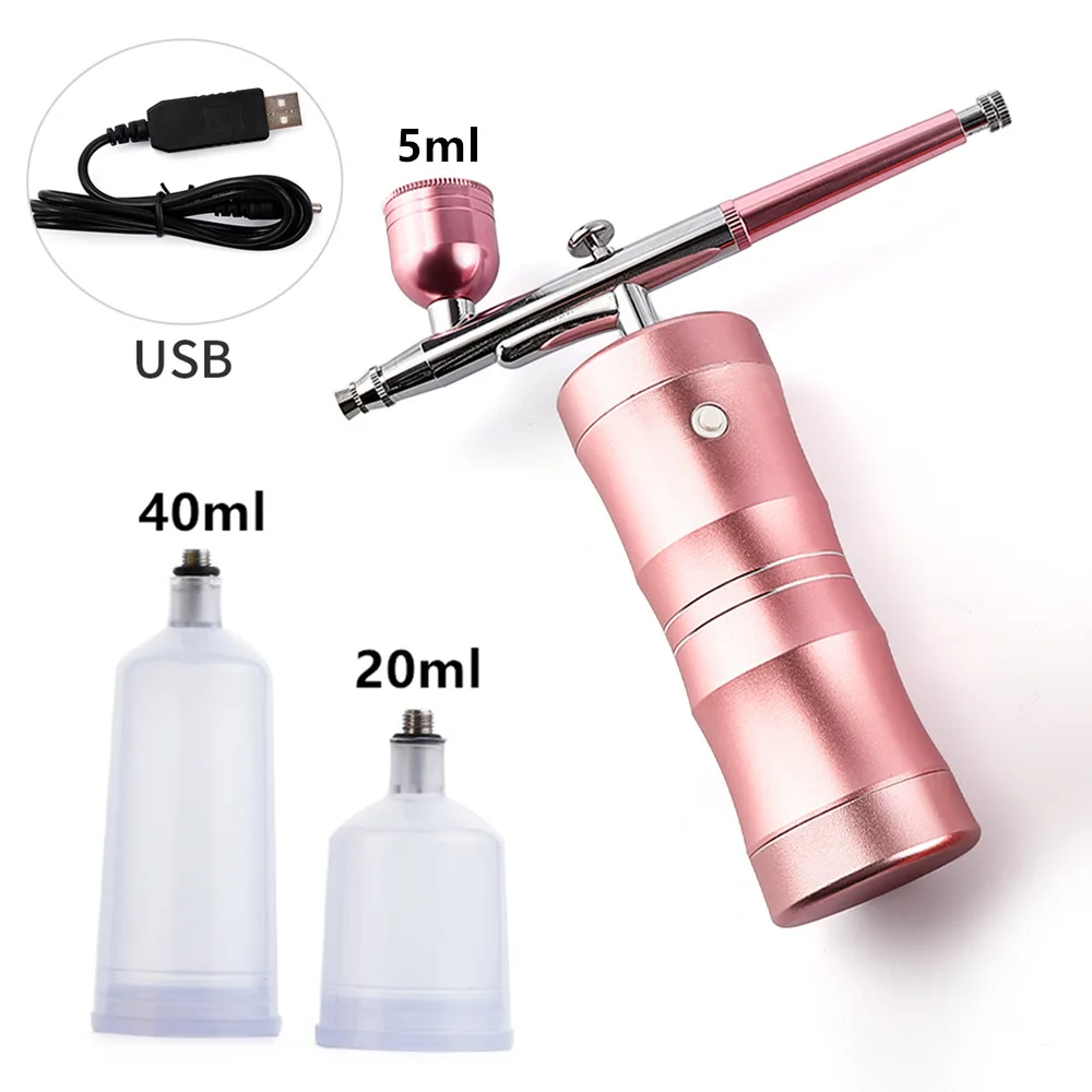 Hot Sale Mini Cordless USB Recharge facial Airbrush Makeup beauty Tattoo Set Cake Airbrush Kit For Nails with Air Compressor