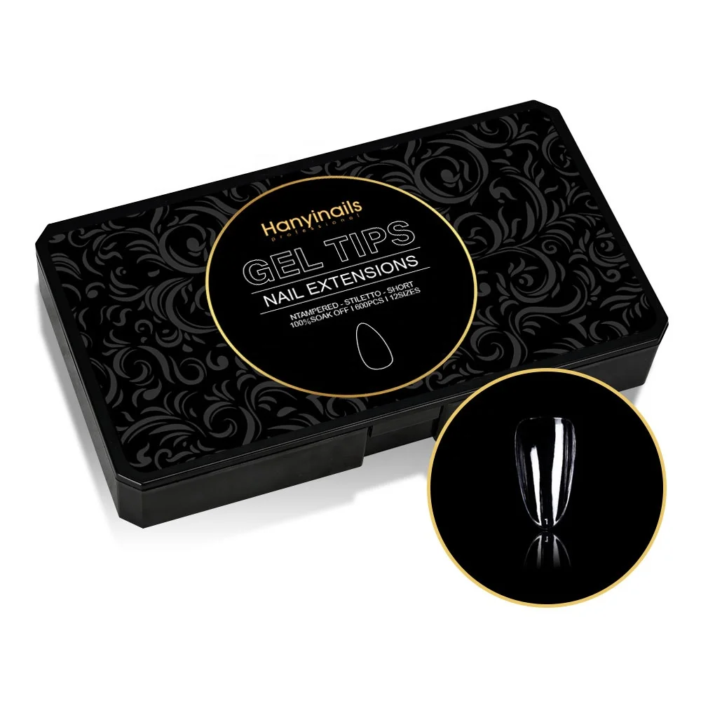 Hanyinails Wholesale Private Label False Nails Tips Set Coffin Square Press On Nails Artificial Fingernails Round