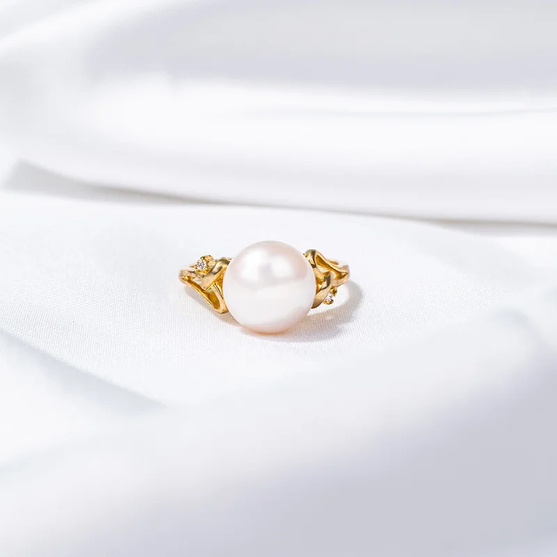 Simple Stackable Dainty Cubic Zirconia Engagement Ring Womens Wedding Chunky Adjustable Pearl Rings for Women Sterling Silver