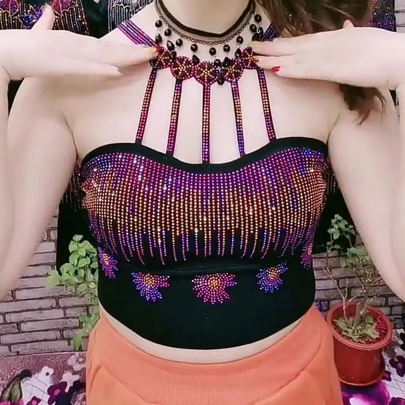 Beware of woven gauze camisole Women wear a short coat with pure desire for collarbone self-cultivation and shoulder tube top i