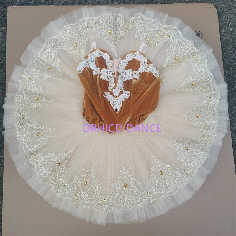 Cheap High Quality 7 Layers Performance Wear Custom Size Custom Color Child Adults Gold Velvet Ballet Tutu Costumes
