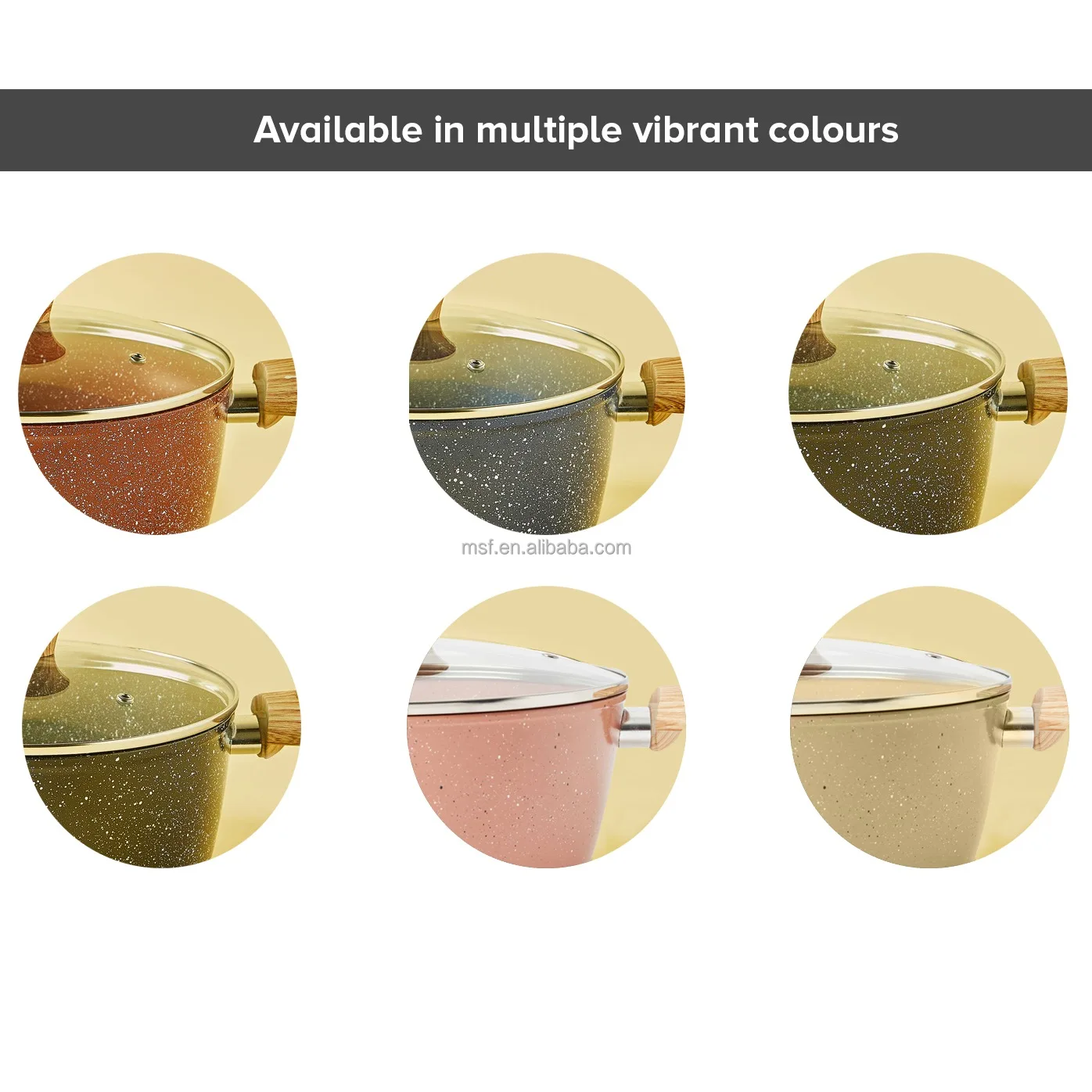 Cookware Sets Granite Coating 6pieces Set Forged Aluminum Marble Non Stick Coating Bakelite Handle with Wooden Silicon Coating