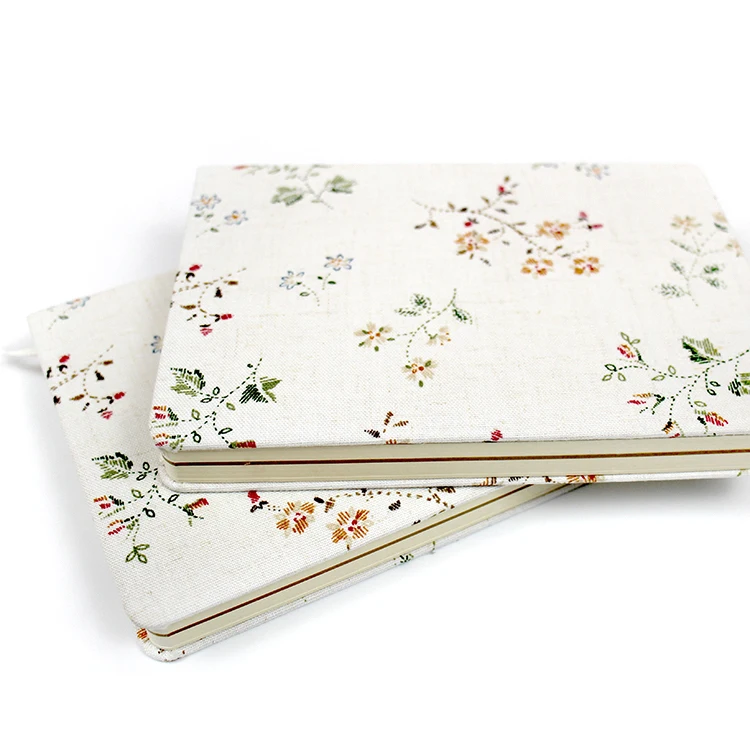 Flower custom design fabric cover dotted manifestation journal notebook