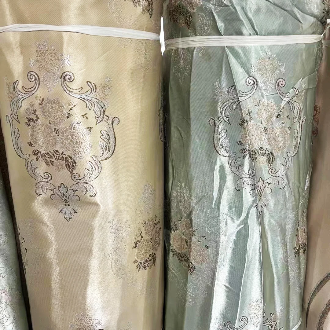 Low MOQ Stock Roller Polyester Jacquard Curtain Fabric Hotel Blackout Curtain Fabric