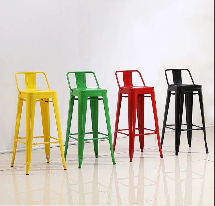 
2020 new products Bar Stool Colourful Stackable Stools Industrial metal tolix bar chair with back 